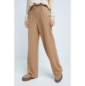 Kalhoty Medicine dámské, béžová barva, široké, medium waist