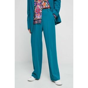 Kalhoty Medicine dámské, tyrkysová barva, široké, high waist