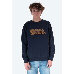 Bavlněná mikina Fjallraven Logo Sweater pánská, tmavomodrá barva, s aplikací, F84142