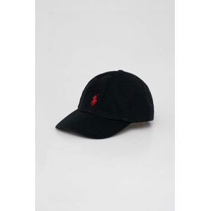 Bavlněná baseballová čepice Polo Ralph Lauren černá barva, s aplikací