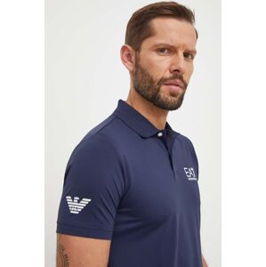 Polo tričko EA7 Emporio Armani tmavomodrá barva, s potiskem