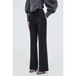 Kalhoty HUGO dámské, černá barva, zvony, high waist, 50482091