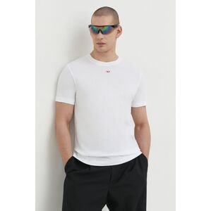Bavlněné tričko Diesel bílá barva, s aplikací