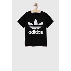 Dětské bavlněné tričko adidas Originals H25245 černá barva, s potiskem