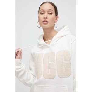 Mikina UGG dámská, bílá barva, s kapucí, aplikací, 1144506