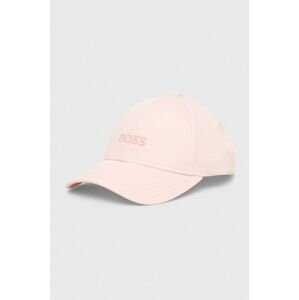 Bavlněná baseballová čepice BOSS růžová barva