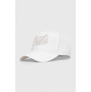 Džínová baseballová čepice Guess EBE bílá barva, s aplikací, W4RZ03 D5A30