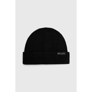 Čepice Alpha Industries Dockers Beanie černá barva, z tenké pleteniny, 138905.03