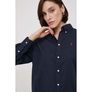 Košile Polo Ralph Lauren tmavomodrá barva, relaxed, s klasickým límcem