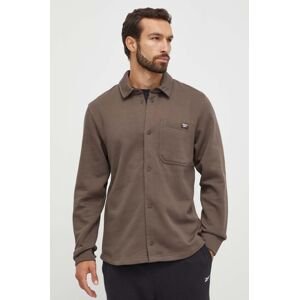 Košile Reebok Classic pánská, hnědá barva, regular, s klasickým límcem