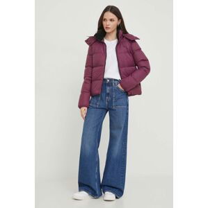 Péřová bunda Calvin Klein Jeans dámská, červená barva, zimní