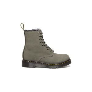 Kožené workery Dr. Martens 1460 Serena dámské, šedá barva, na plochém podpatku, zateplené, DM30953059