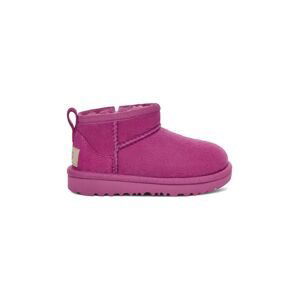 Dětské semišové sněhule UGG T CLASSIC ULTRA MINI fialová barva