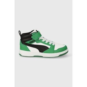 Dětské sneakers boty Puma Rebound V6 Mid AC+ PS zelená barva