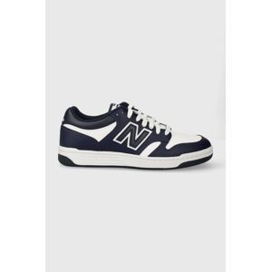 Kožené sneakers boty New Balance BB480LHJ tmavomodrá barva