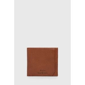 Kožená peněženka Polo Ralph Lauren hnědá barva