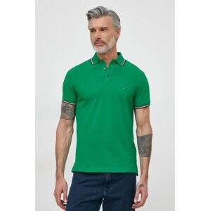 Polo tričko Tommy Hilfiger zelená barva, MW0MW30750