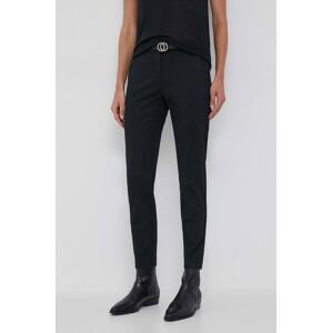 Kalhoty Sisley dámské, černá barva, jednoduché, medium waist