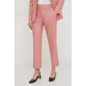 Kalhoty Tommy Hilfiger dámské, růžová barva, jednoduché, high waist