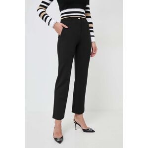 Kalhoty Guess ZOE dámské, černá barva, jednoduché, high waist, W4RB50 KBJP2