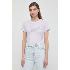 Bavlněné tričko Guess fialová barva, W4RI25 K9RM1