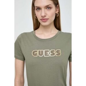 Bavlněné tričko Guess GLOSSY zelená barva, W4RI30 I3Z14