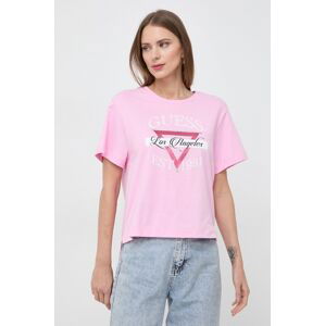 Bavlněné tričko Guess BOXY růžová barva, W4RI43 K8FQ4