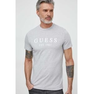 Tričko Guess šedá barva, s potiskem