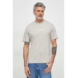 Bavlněné tričko Calvin Klein šedá barva