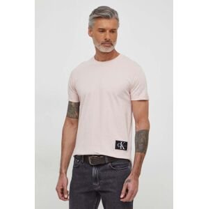 Bavlněné tričko Calvin Klein Jeans hnědá barva, s aplikací, J30J323482