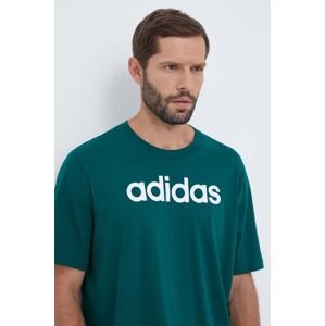 Bavlněné tričko adidas zelená barva, s potiskem, IJ8658