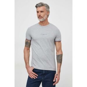 Bavlněné tričko Tommy Hilfiger šedá barva, s aplikací