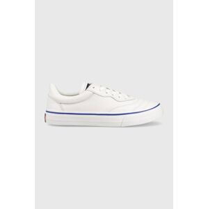 Kožené sneakers boty Tommy Jeans Leather Soccer Vulc bílá barva