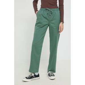 Kalhoty Vans dámské, zelená barva, široké, high waist