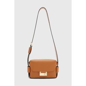 Kožená kabelka AllSaints FRANKIE CROSSBODY hnědá barva, WB572X