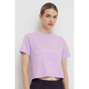 Bavlněné tričko Guess ADELE fialová barva, V2YI06 K8HM0
