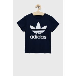 Dětské bavlněné tričko adidas Originals tmavomodrá barva, s potiskem