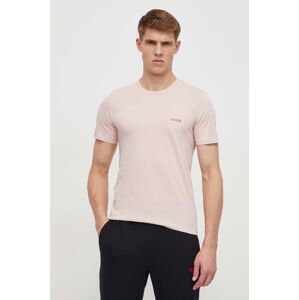 Bavlněné tričko HUGO 3-pack růžová barva, s potiskem