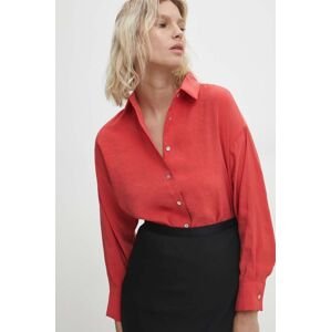 Košile Answear Lab dámská, červená barva, relaxed, s klasickým límcem