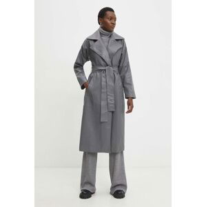 Kabát Answear Lab dámský, šedá barva, přechodný