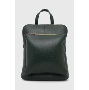 Kožený batoh Answear Lab dámský, zelená barva, malý, hladký