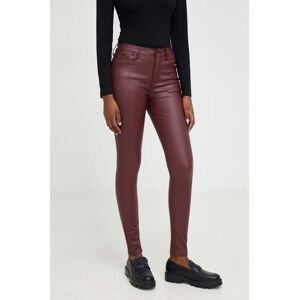 Kalhoty Answear Lab dámské, vínová barva, přiléhavé, medium waist