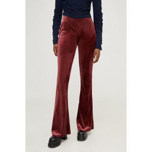 Kalhoty Answear Lab dámské, vínová barva, zvony, high waist