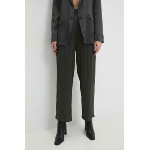 Kalhoty Answear Lab dámské, šedá barva, široké, high waist
