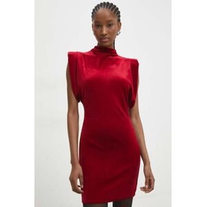 Velurové šaty Answear Lab červená barva, mini