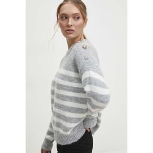 Vlněný svetr Answear Lab šedá barva, lehký