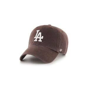 Bavlněná baseballová čepice 47brand MLB Los Angeles Dodgers hnědá barva, s aplikací, B-NLRGW12GWS-BWA