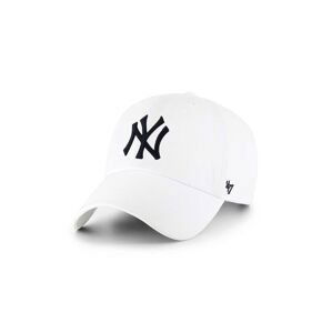 Bavlněná baseballová čepice 47brand MLB New York Yankees bílá barva, s aplikací, B-RGW17GWS-WHA