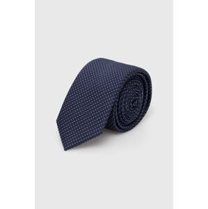 Hedvábná kravata HUGO tmavomodrá barva