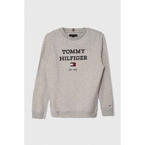 Dětská mikina Tommy Hilfiger šedá barva, s potiskem